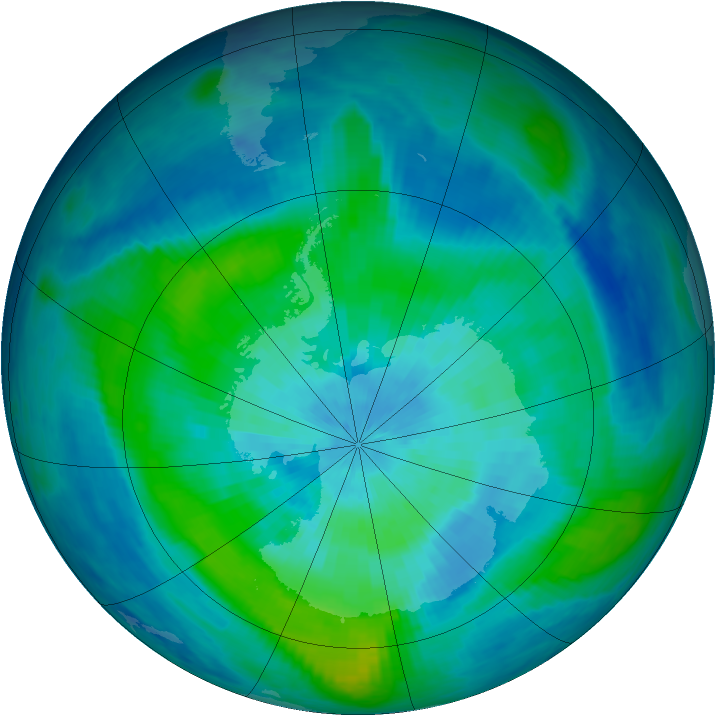 Antarctic ozone map for 10 March 1988